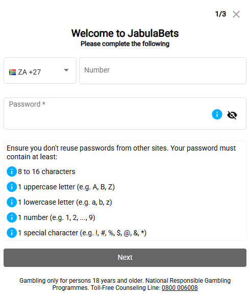 JabulaBets Registration Sign Up